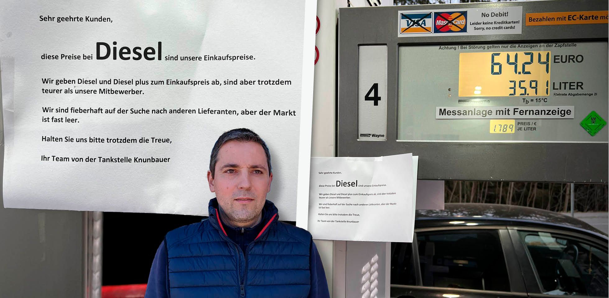 Tankstellenpächter Andreas Knunbauer (43) gab den Sprit teilweise zum Einkaufspreis her.