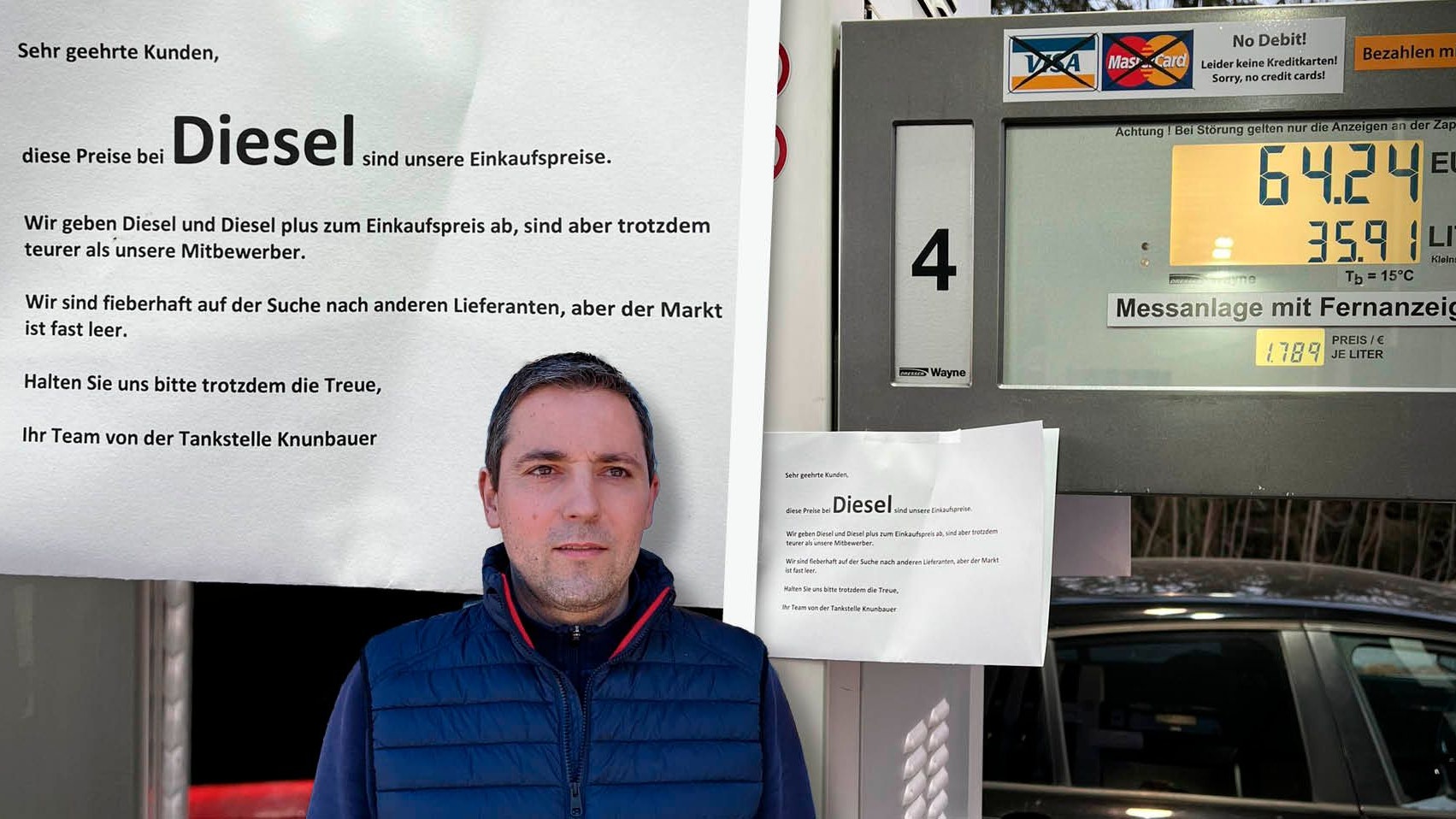 Tankstellenpächter Andreas Knunbauer gibt den Sprit teilweise zum Einkaufspreis her.