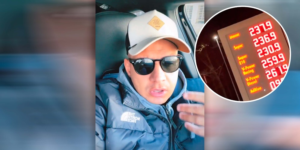 Pietro Lombardi an der Tankstelle.