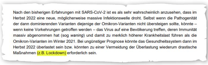 Im Original: So wird vor einer neuerlichen Überlastung des Gesundheitssystems gewarnt.