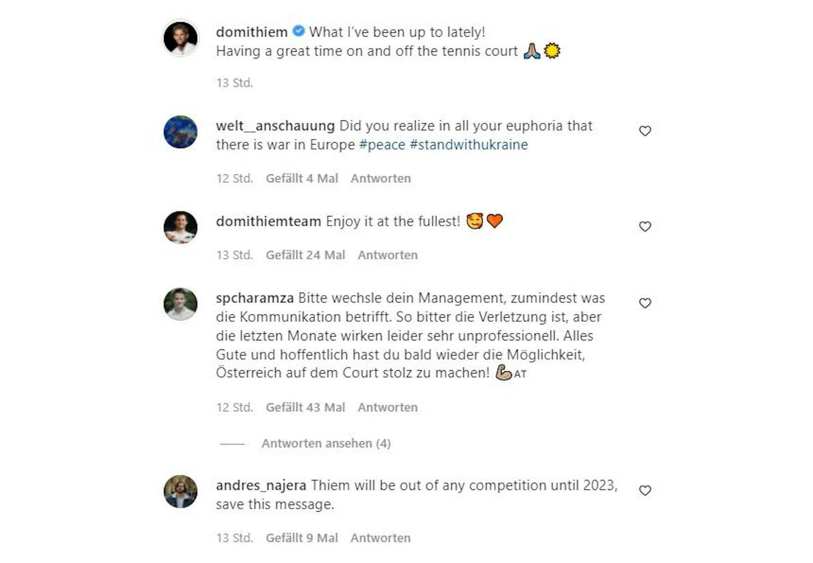 Eine Auswahl der jüngsten Instagram-Reaktionen