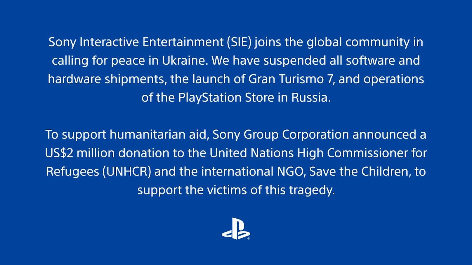 Das Statement veröffentlichte Sony per Twitter.