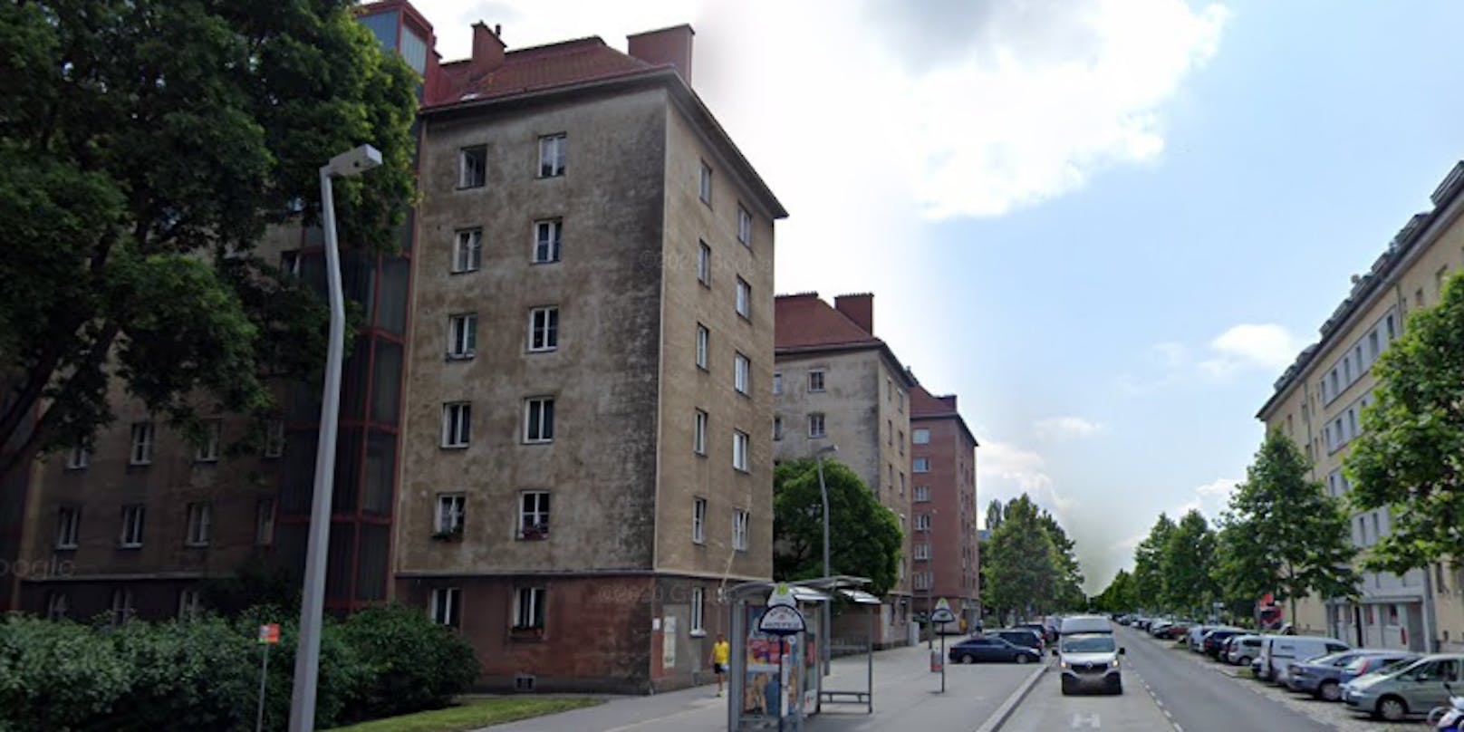 So sieht der Gemeindebau in Wien-Leopoldstadt von außen aus.