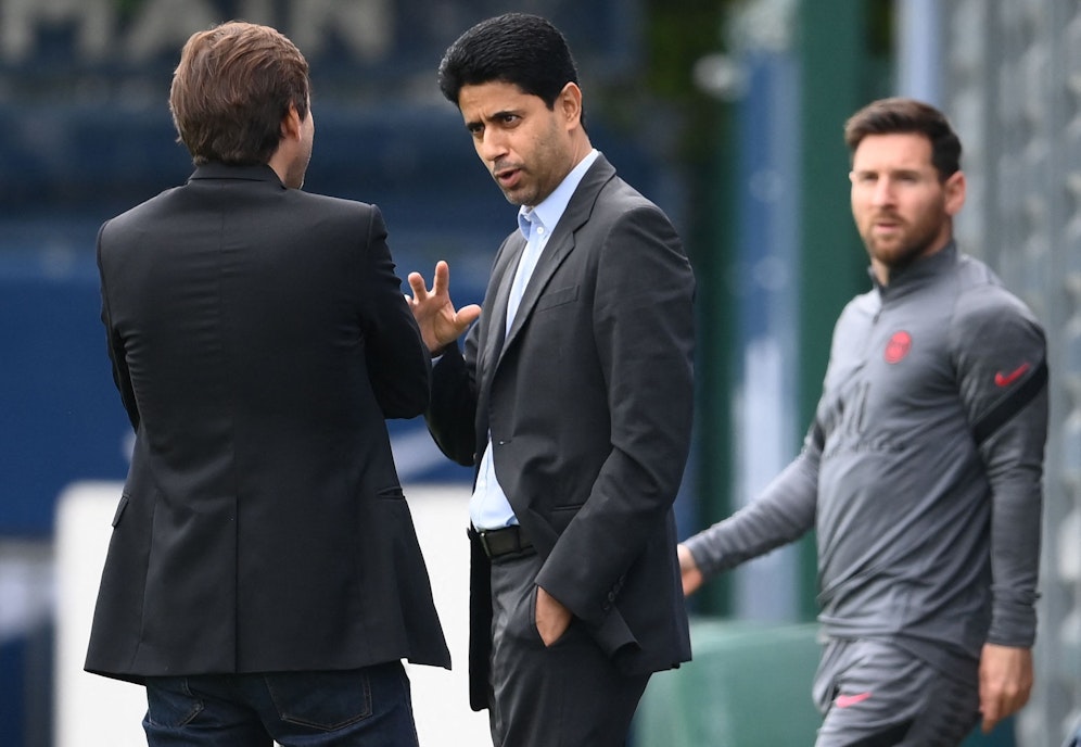 Sportdirektor Leonardo, Boss Nasser Al-Khelaifi und Superstar Lionel Messi.