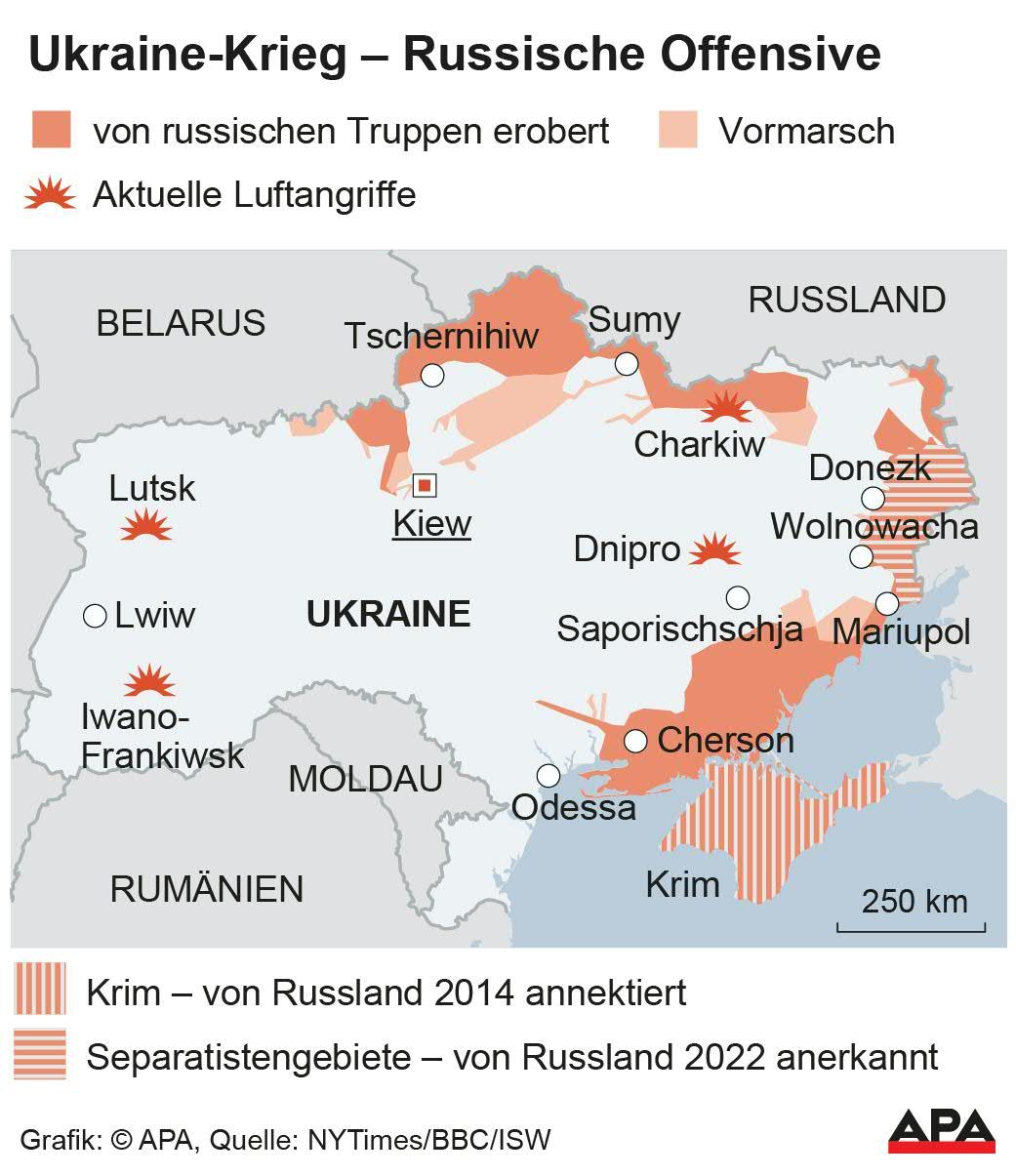 Diese Gebiete hat Russland bisher "erobert".