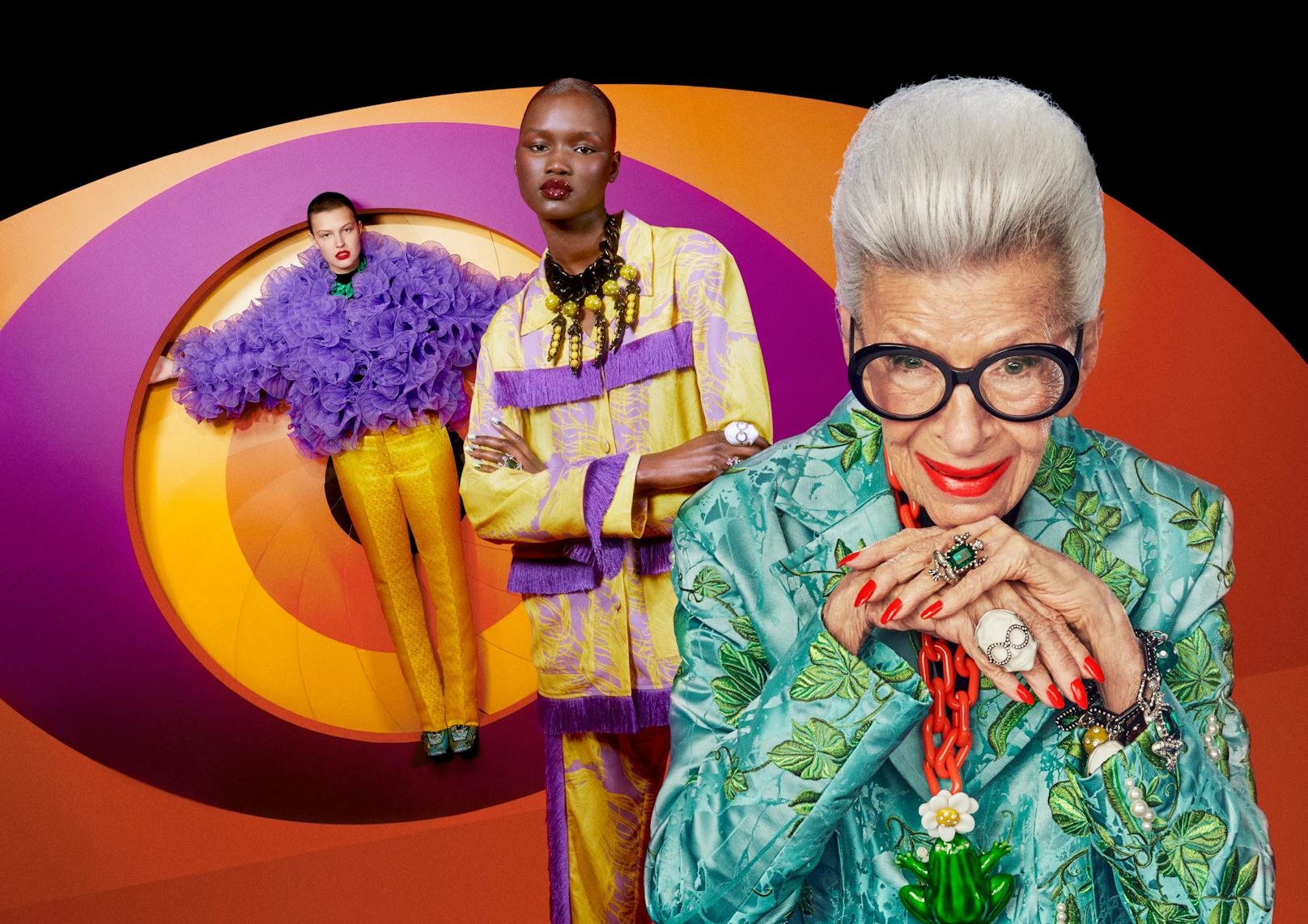Das bunte Leben der ältesten Fashion-Ikone: Iris Apfel kommt ab dem 31. März mit einer eigenen Kollektion bei H&M in ausgewählte Stores und Online.