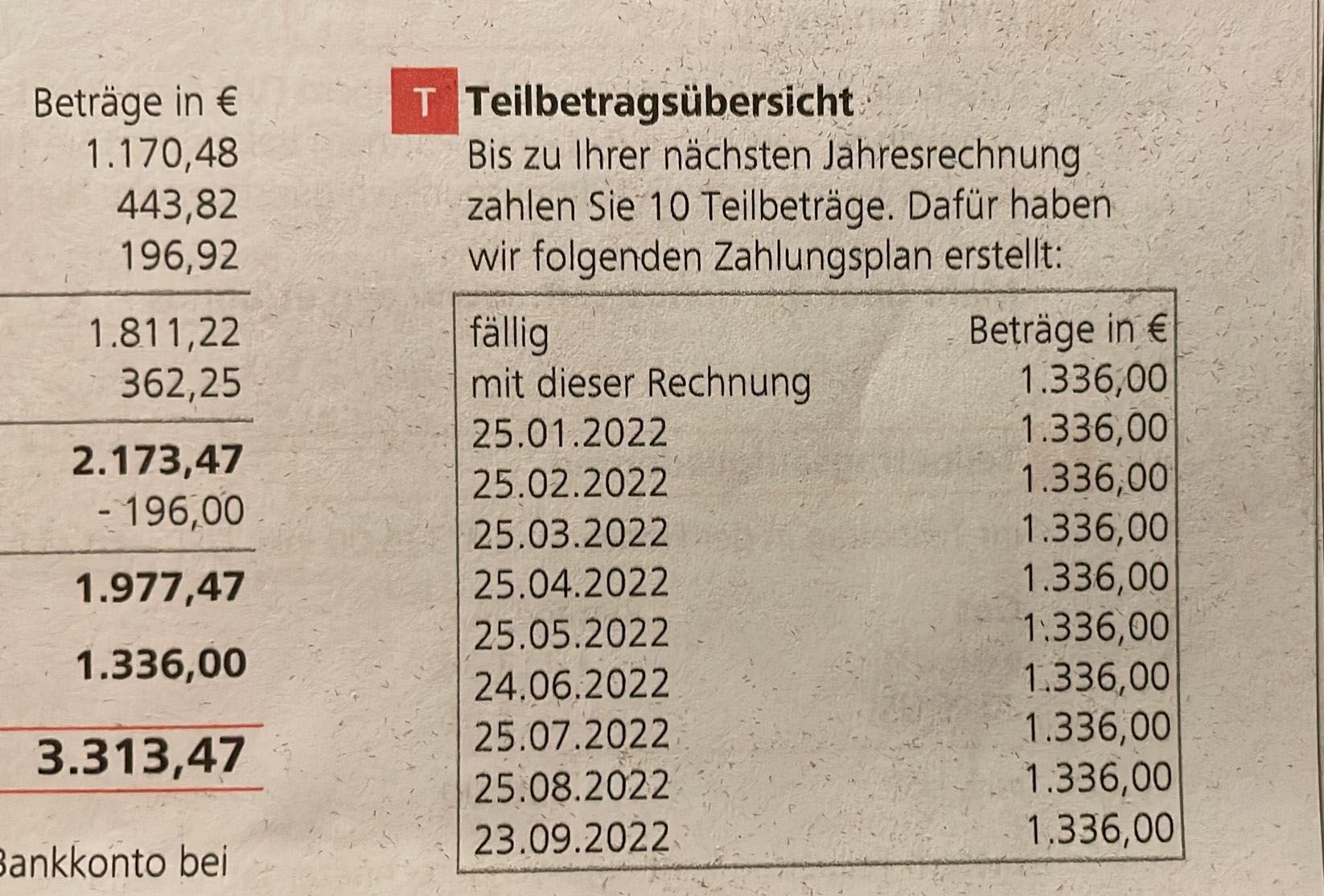 Die Abrechnung der EVN