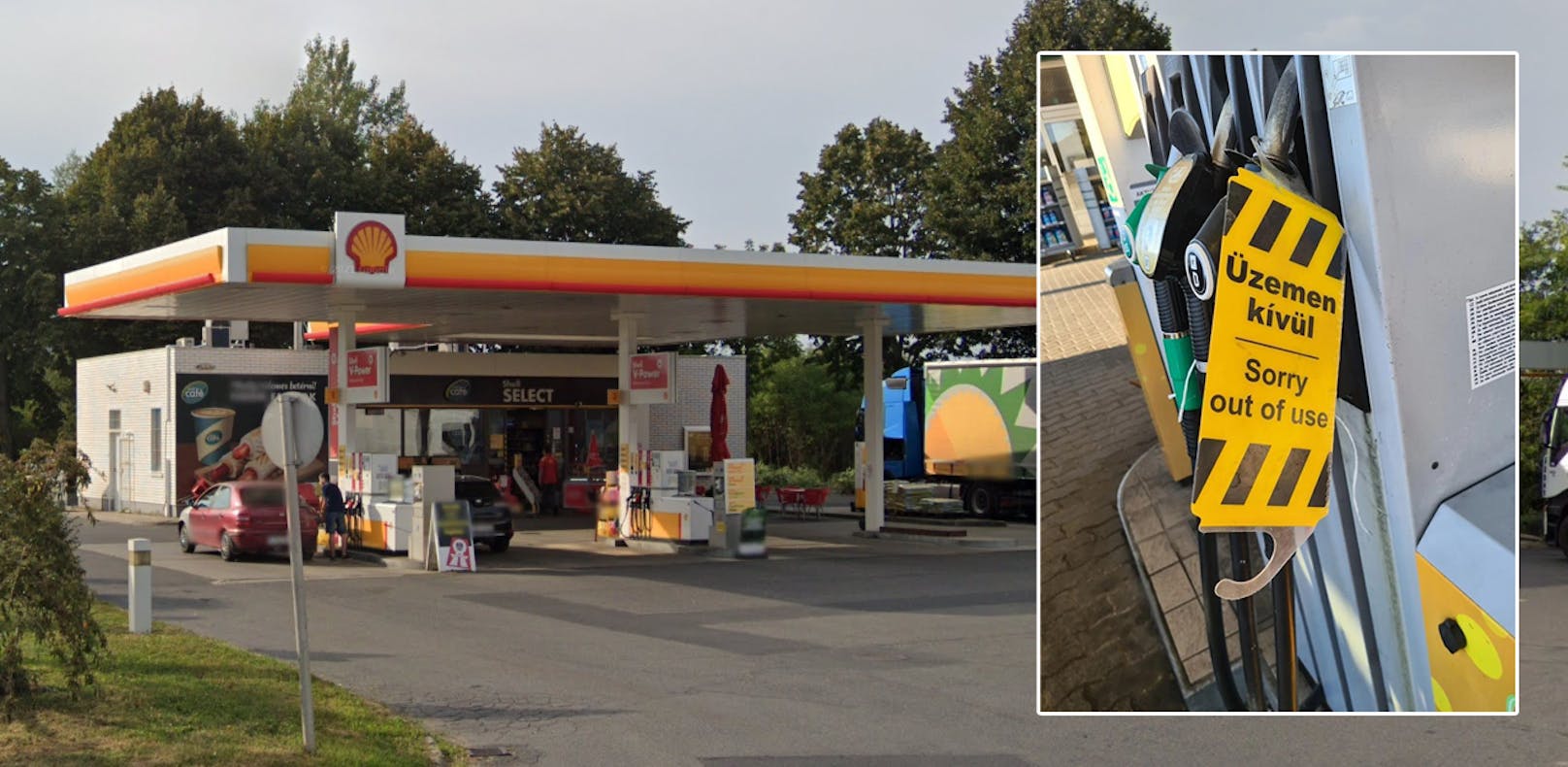 Ein kurzer Zwischenstopp zum Tanken wurde für ein Wiener Paar zur Diesel-Odyssee. (Symbolbild: eine ungarische Tankstelle)