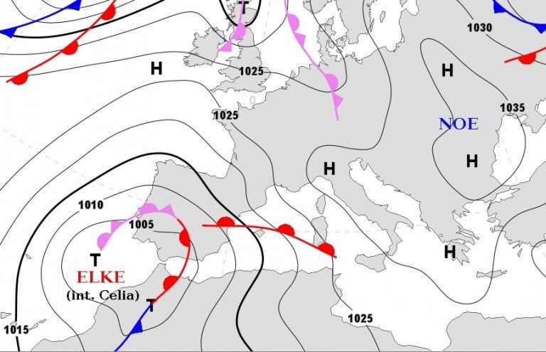 Prognose der Bodenwetterkarte für Montagnachmittag