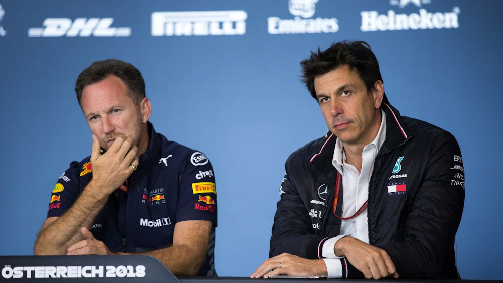Die Teamchefs von Red Bull und Mercedes: Christian Horner und Toto Wolff.