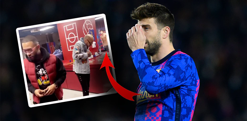 Memphis Depay zeigt den nackten Gerard Pique. 