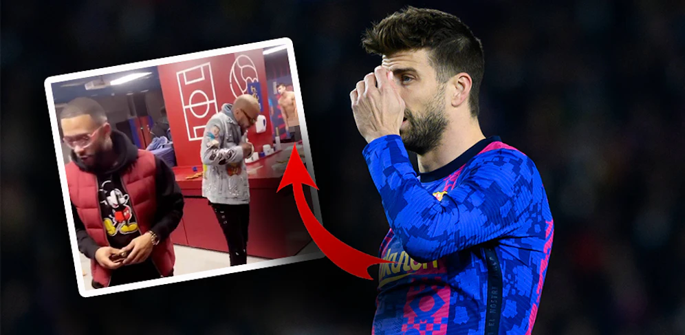 Memphis Depay zeigt den nackten Gerard Pique. 