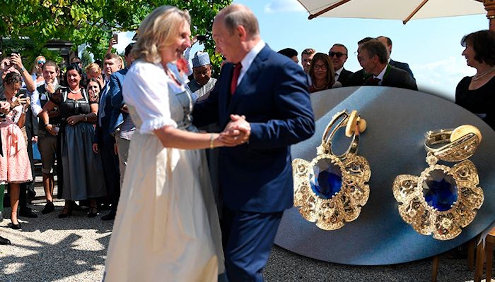 Diese 50.000-Euro-Klunker schenkte Wladimir Putin der damaligen Außenministerin Karin Kneissl.