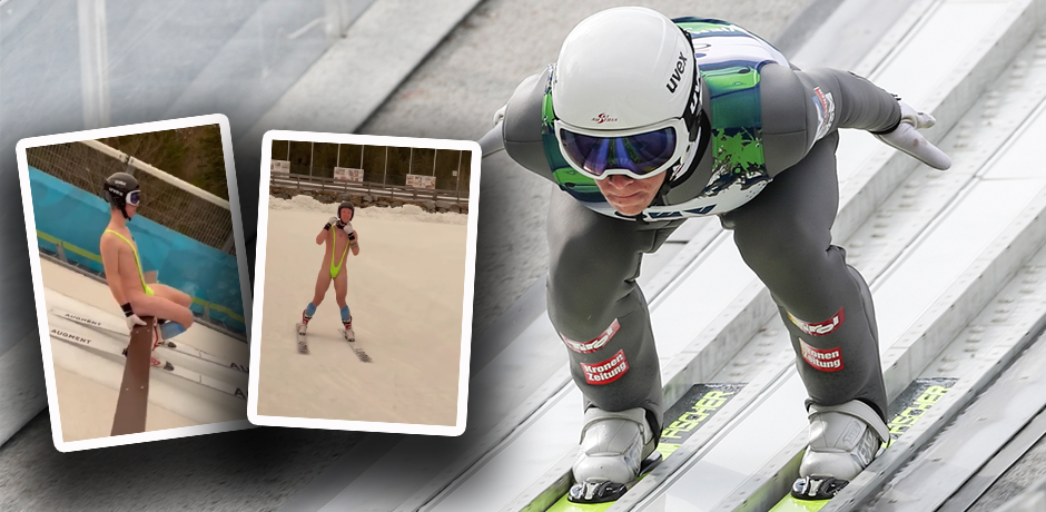 Julian Wienerroither sprang im Borat-Outfit. 