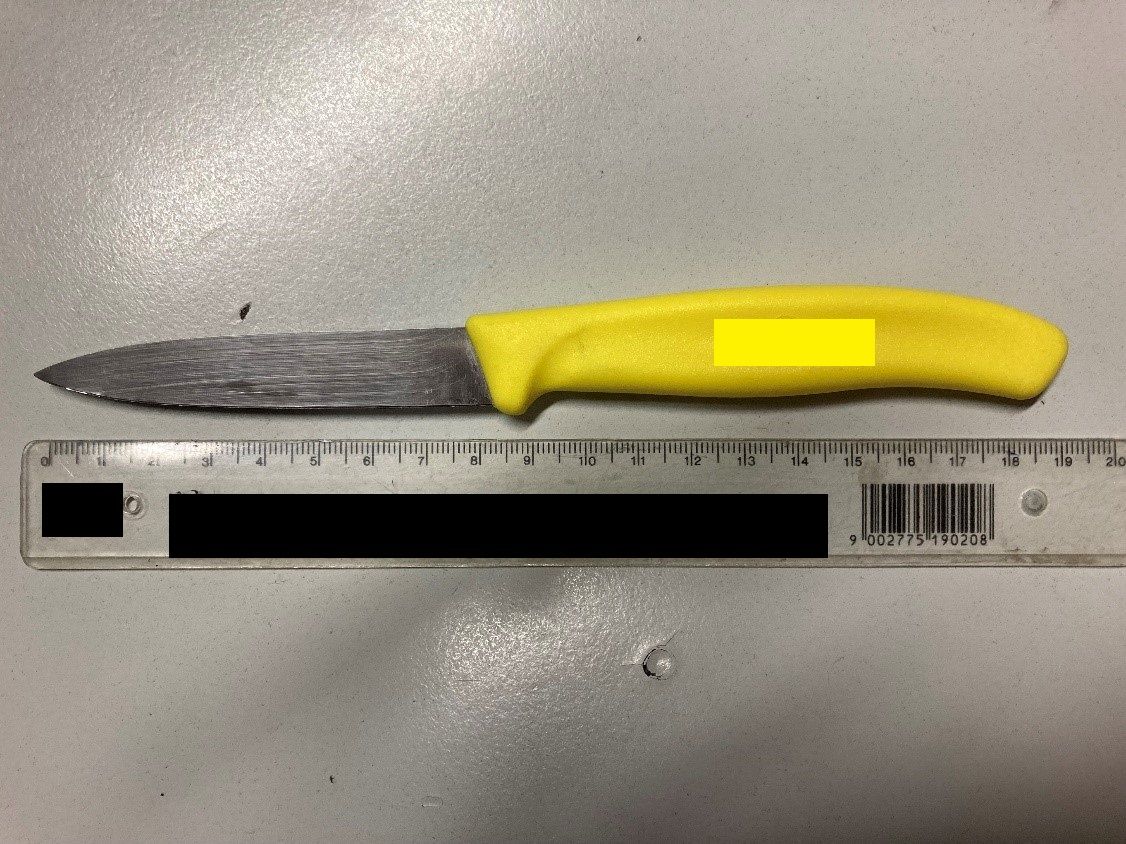 Dieses Gemüsemesser stellten die Beamten bei dem Litauer sicher.&nbsp;