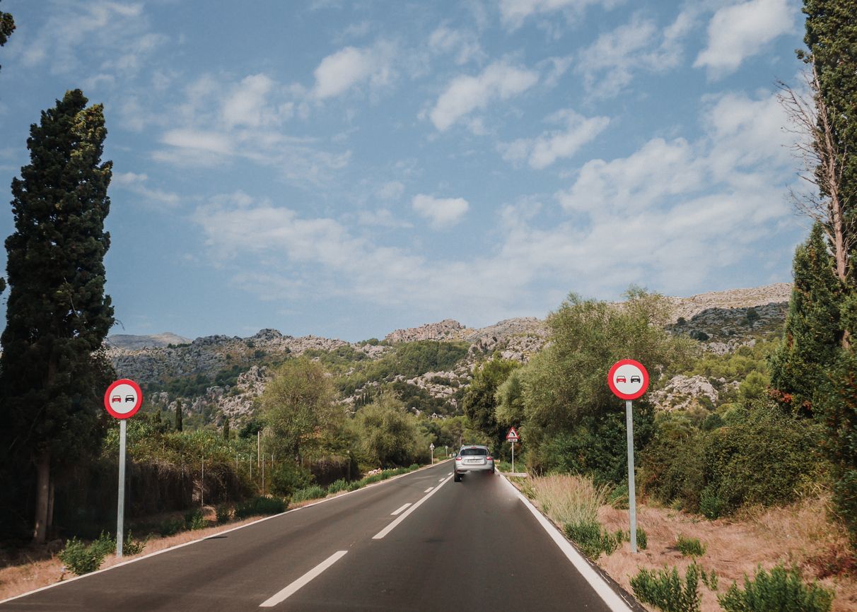Road landscape with mountains