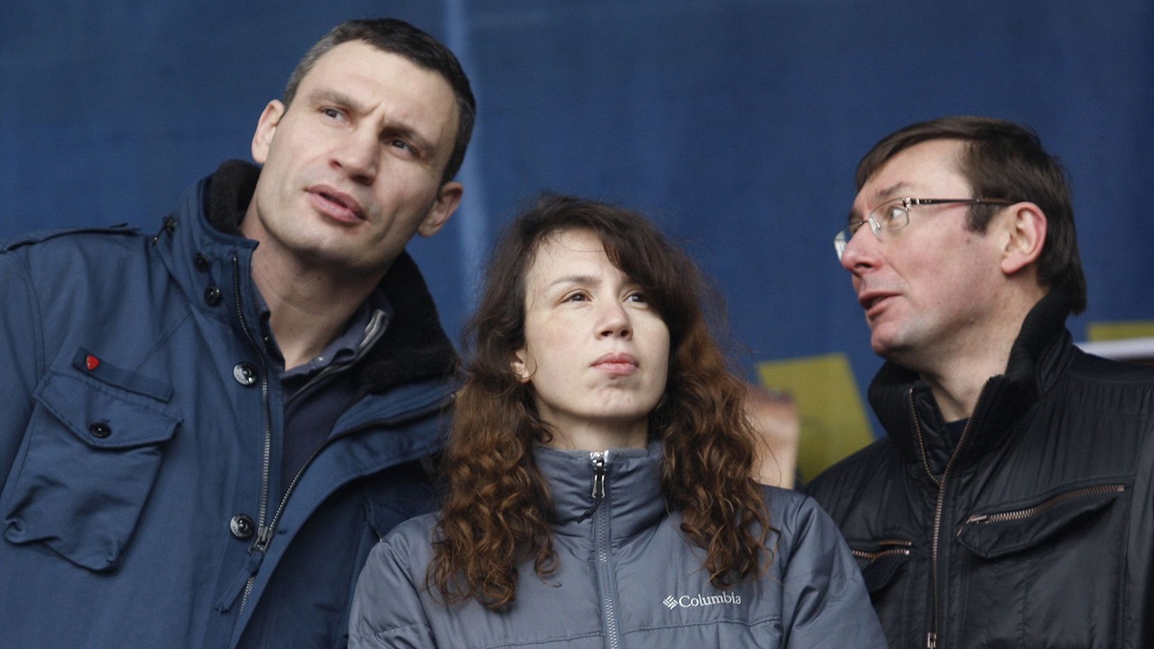 Tschornowol an der Seite von Vitali Klitschko (l.) und dem früheren Innenminister Jurij Luzenko während der Euromaidan-Bewegung im Februar 2014.