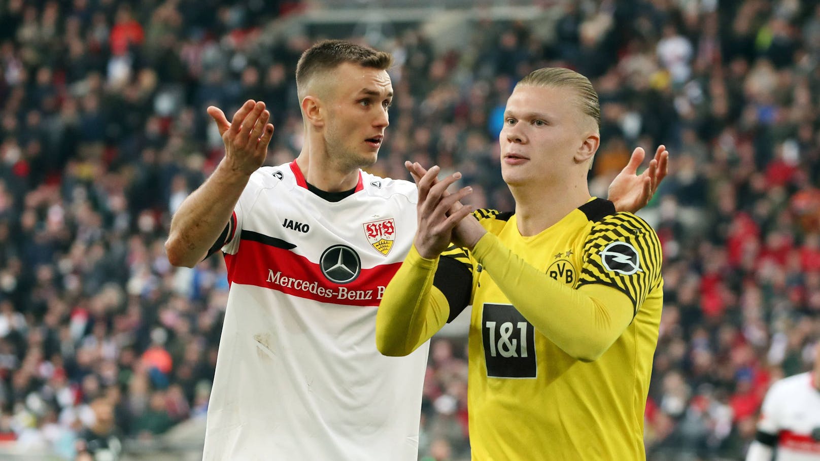 Kalajdzic (l.) könnte bei Dortmund Haaland ersetzen.