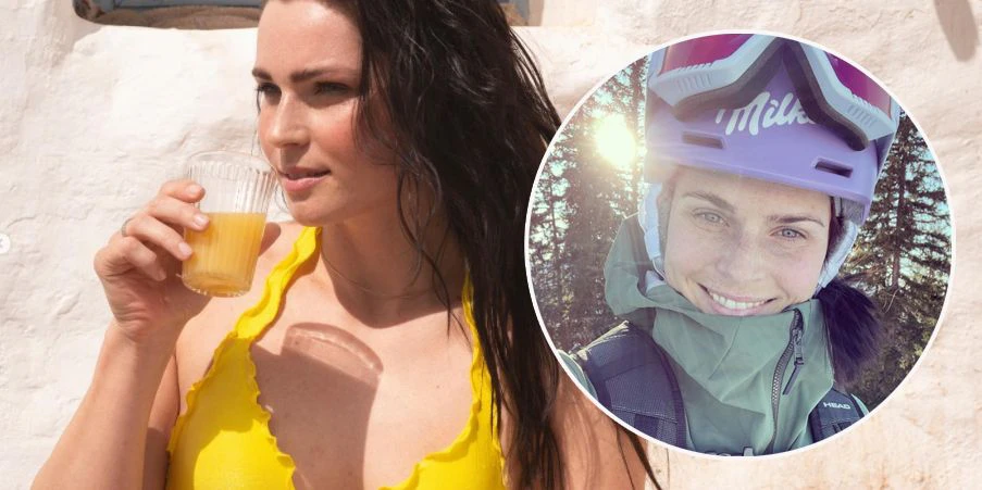 Anna Veith als Model und auf der Skipiste.