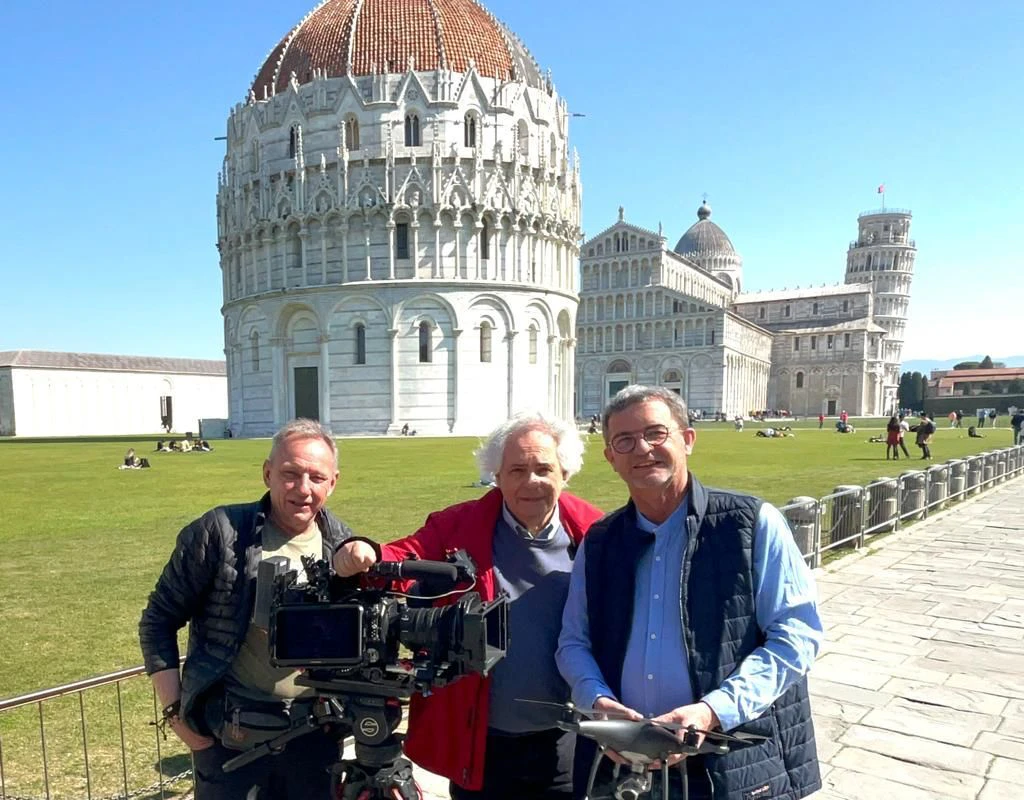Alfred Ninaus (Mi.) mit den Kameraleuten Reinhold Ogris und Reinhard Sandpichler (v.l.) in Italien.