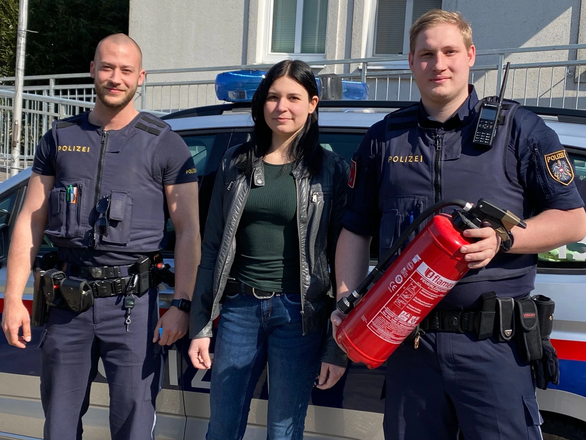 Die Polizisten Jakob Schmied, Sabrina Tumpach und Daniel Wagner