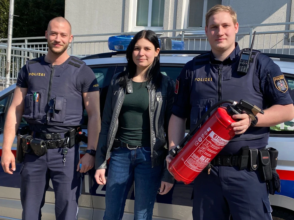 Die Polizisten Jakob Schmied, Sabrina Tumpach und Daniel Wagner