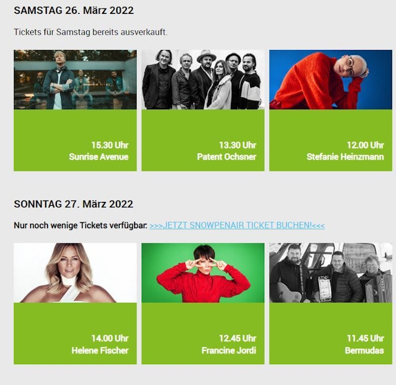 Während es für <strong>Helene Fischer</strong> noch Tickets zu kaufen gibt, ist das Sunrise Avenue-Konzert restlos ausverkauft.
