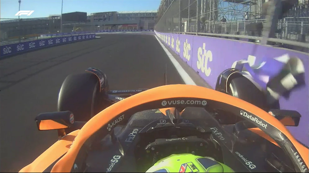 Lando Norris sorgt für die rote Flagge. 