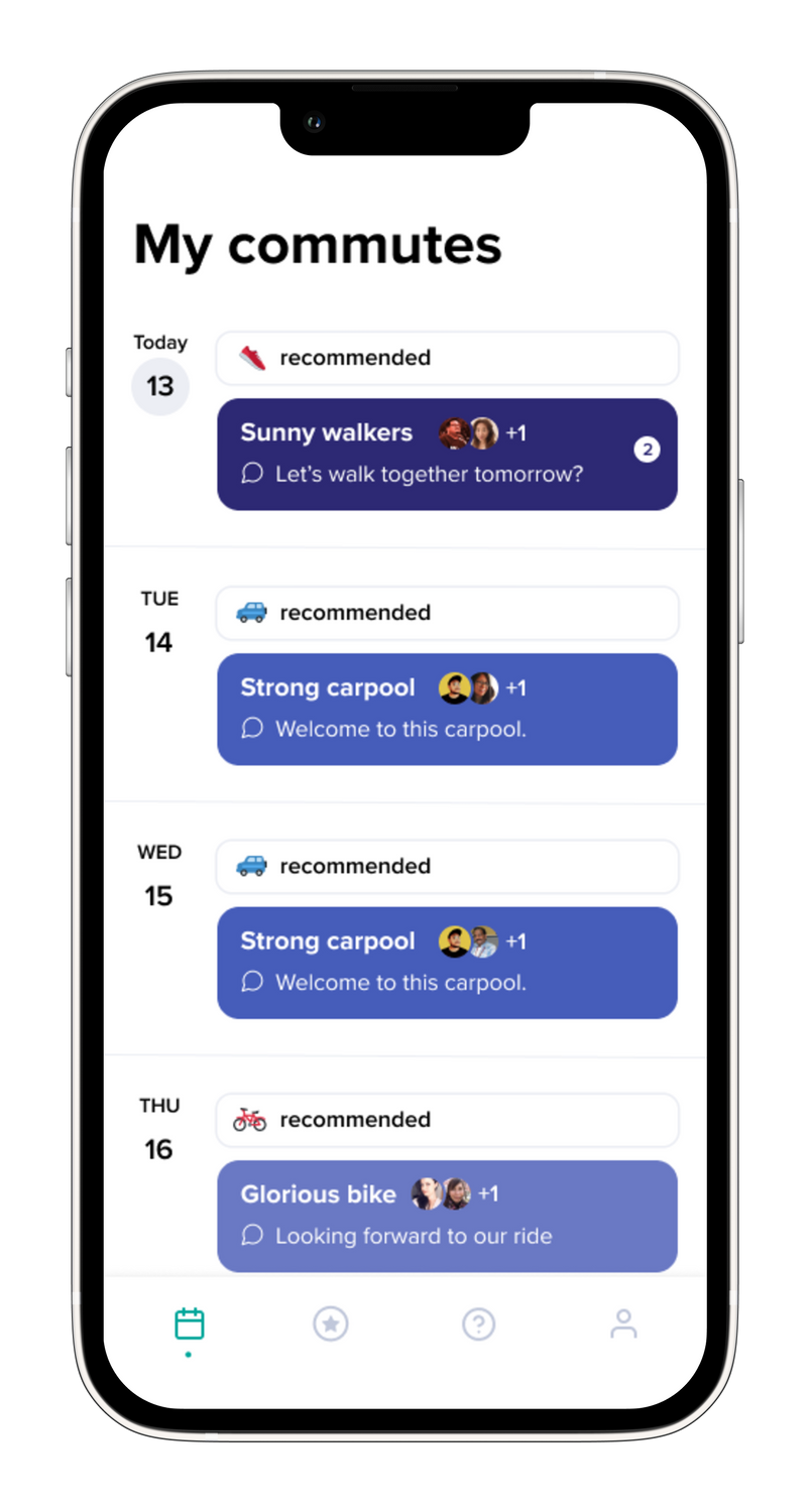 Mit der Pave Commute-App nachhaltig in die Arbeit pendeln.