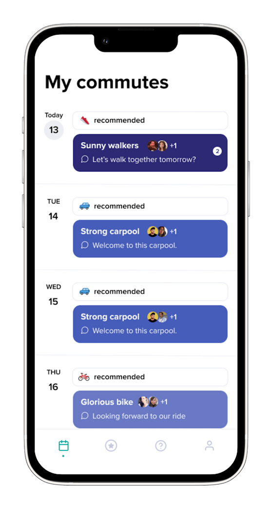 Mit der Pave Commute-App nachhaltig in die Arbeit pendeln.