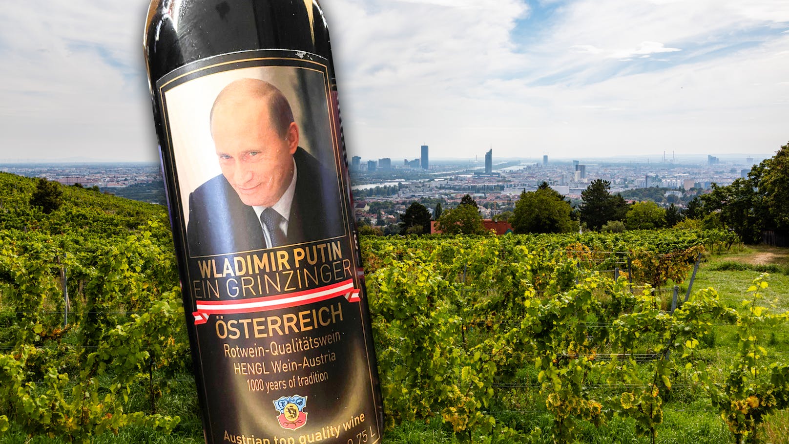 Grinzinger Wein wurde in diesen Putin-Flaschen verkauft.