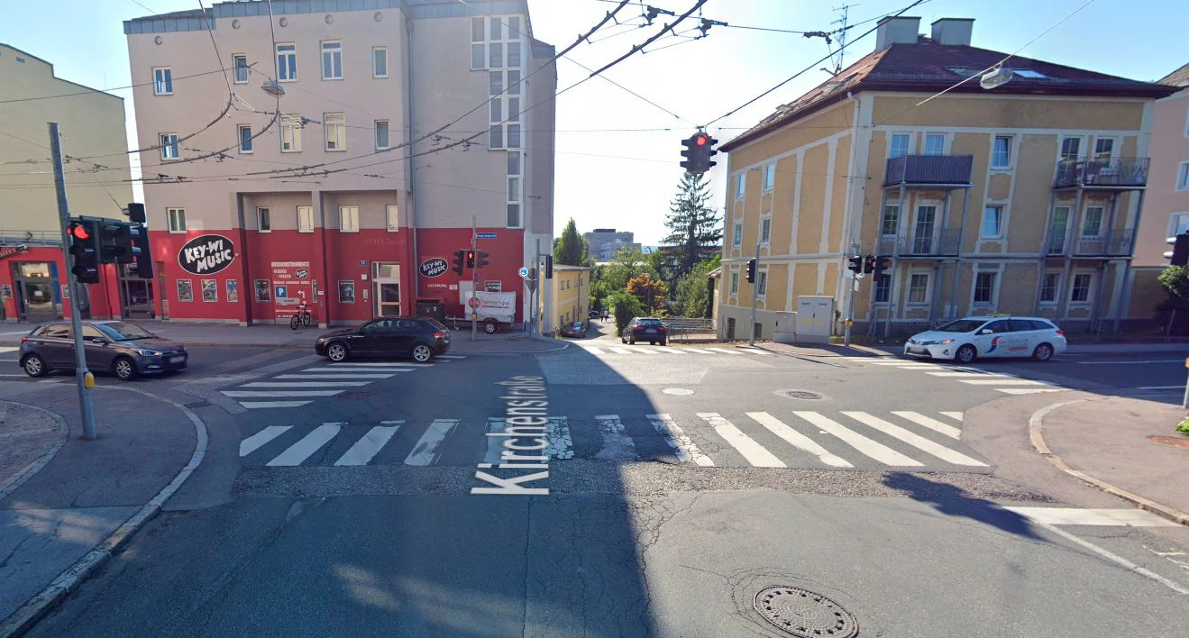 Die Unfallkreuzung der Itzlinger Hauptstraße mit der Kirchenstraße.