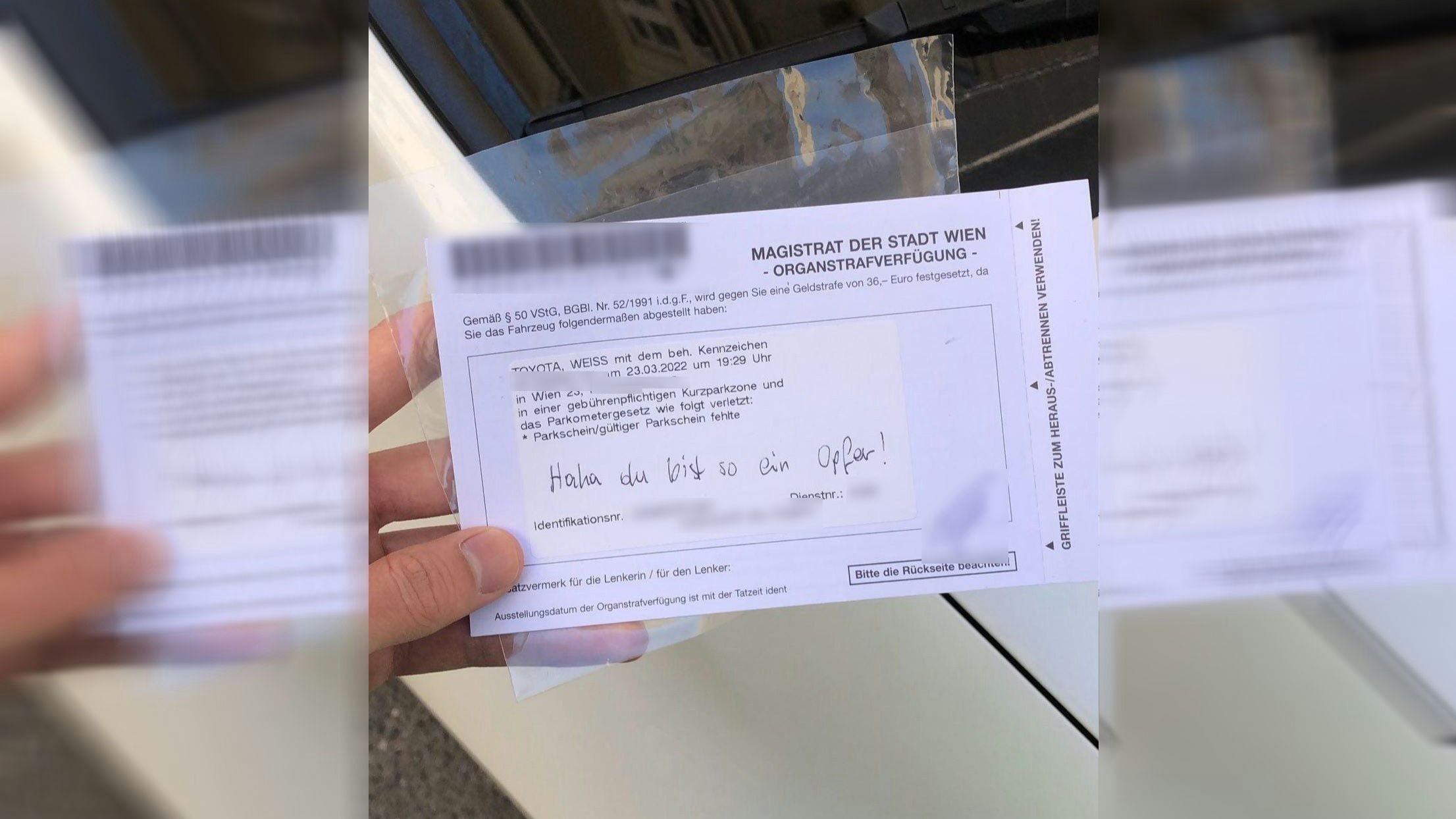 Du bist so ein Opfer – Wiener bekommt Schmäh-Rufe auf Strafzettel verpasst