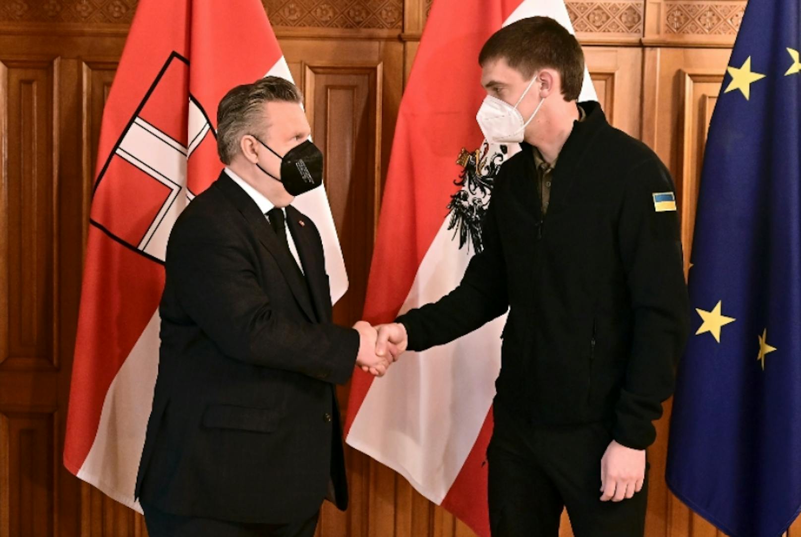 Bürgermeister Michael Ludwig (SPÖ) empfing am Mittwoch Iwan Fedorow, Stadtchef von Melitopol im Wiener Rathaus.