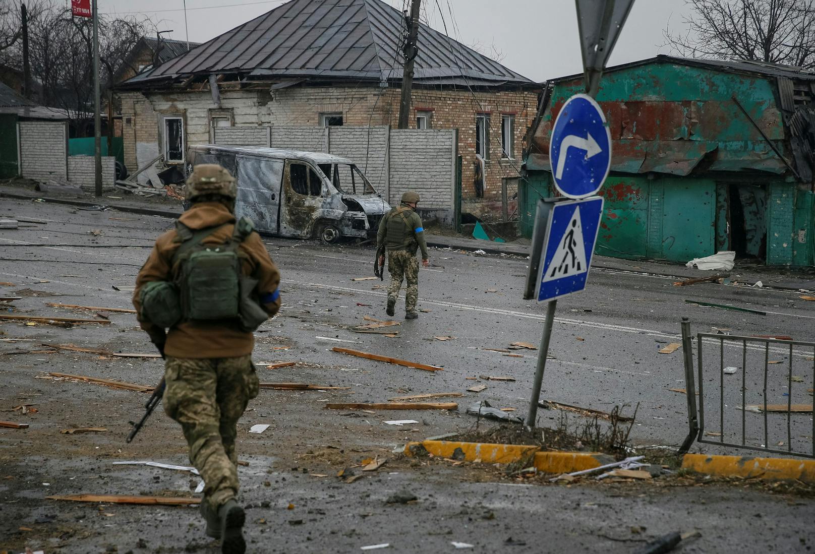 Eindrücke von der Kriegsfront rund um Kiew am 29. März 2022.