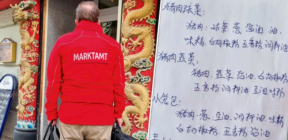 Das Marktamt führt nun in allen Wiener Asia-Lokalen und -Shops Kontrollen durch, sucht mit diesem Rezept (re.) nach illegal produzierten Teigtascherln.