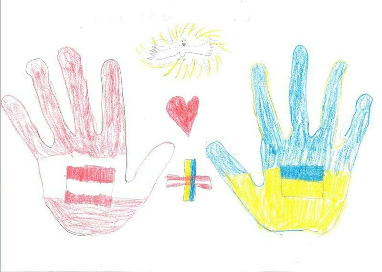 Schulen malen für ukrainische Kinder auf der Flucht