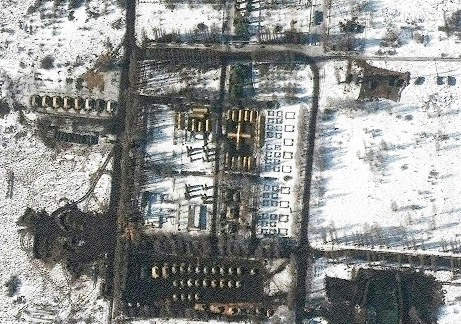 Satellitenbilder zeigen russische Feldlager rund um Belgorod kurz vor dem Einmarsch in der Ukraine. Aufnahme vom 21. Februar 2022.