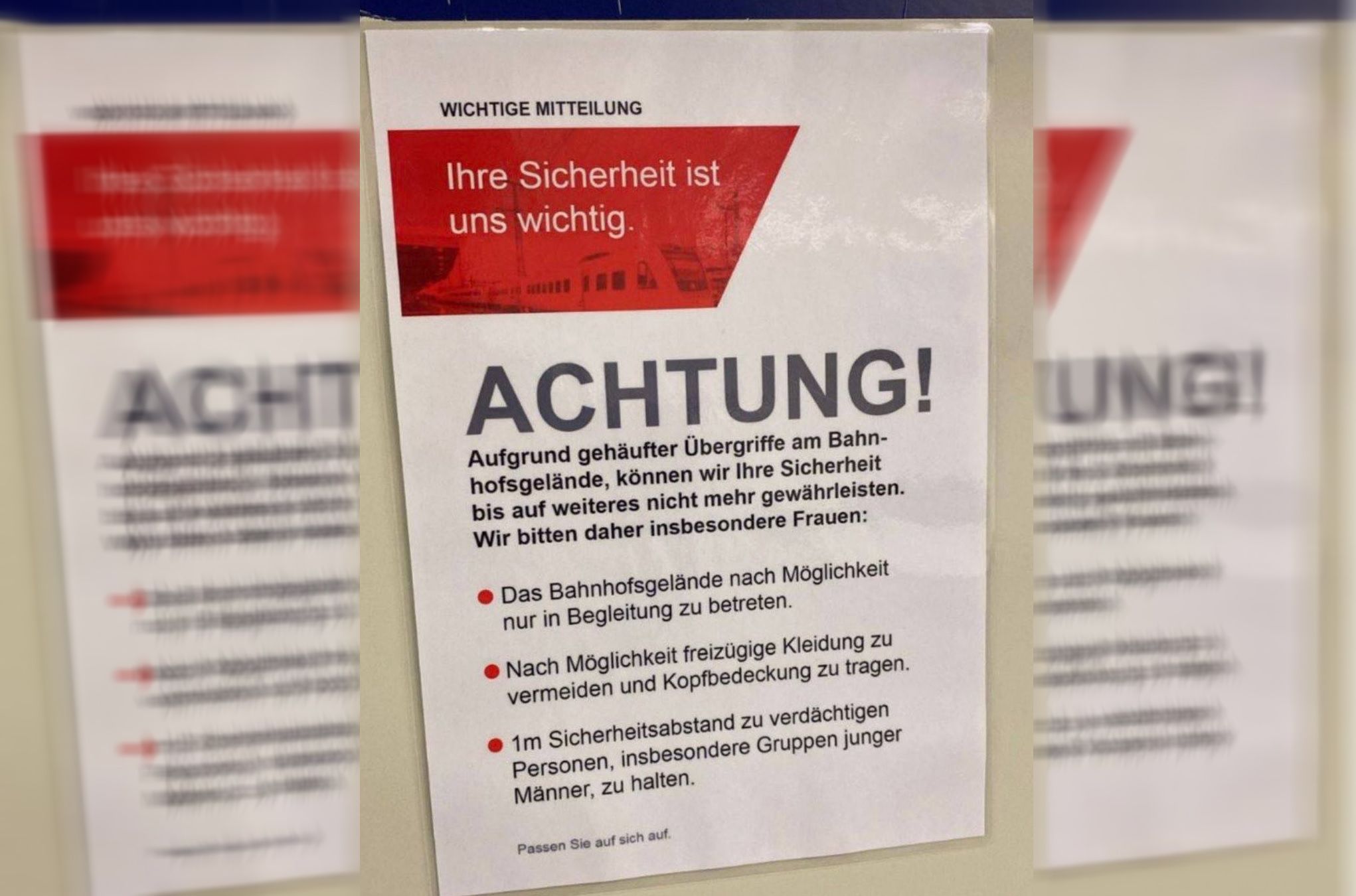 Der Info-Zettel am Linzer Hauptbahnhof sorgt für Aufregung