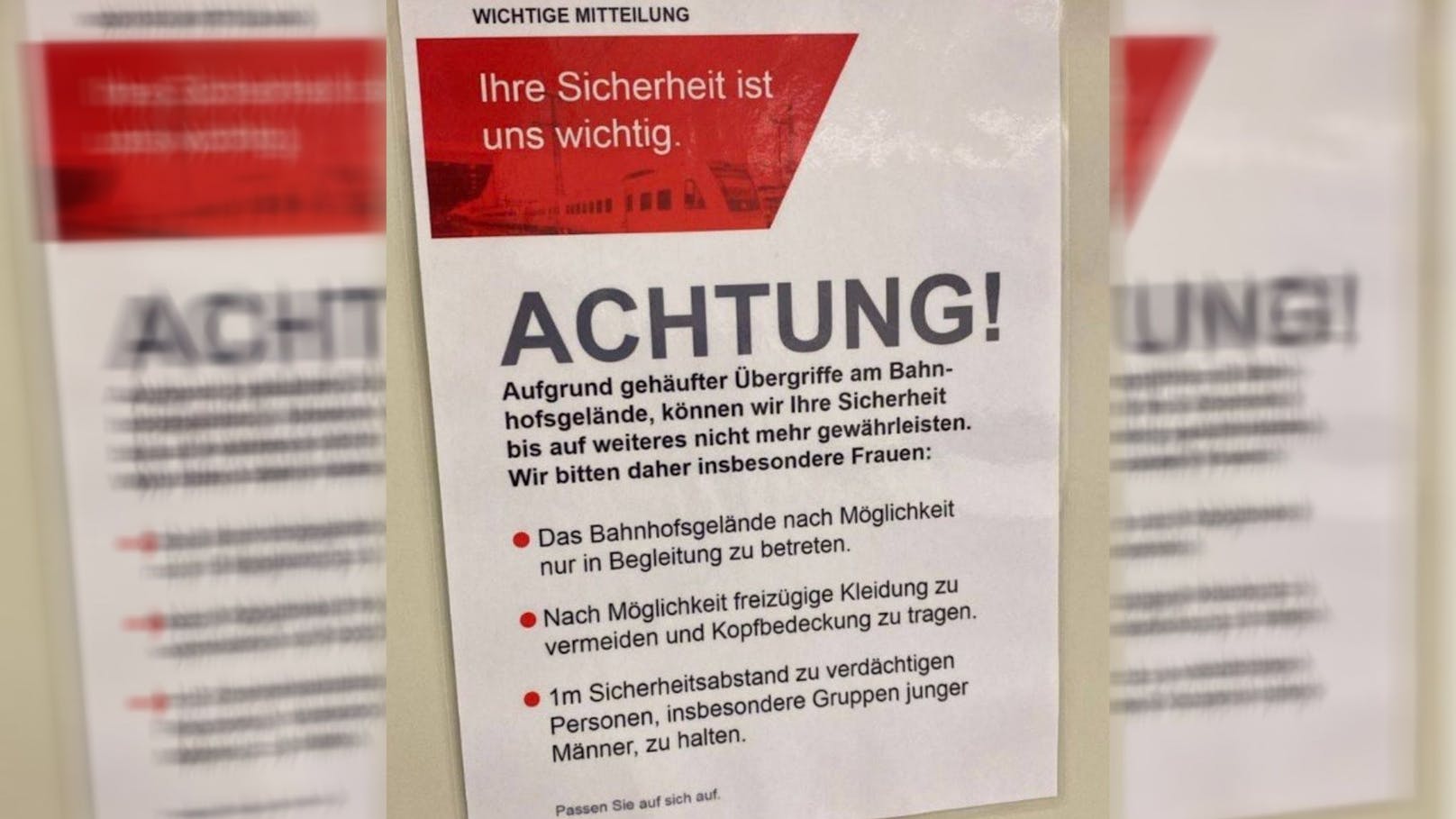 Der Info-Zettel am Linzer Hauptbahnhof sorgt für Aufregung