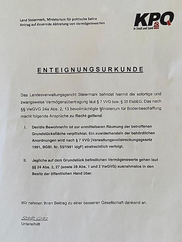 Der Satire-Brief im genauen Wortlaut.&nbsp;