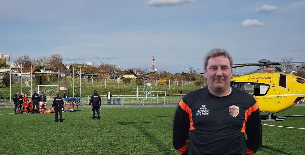 Foto vom Rettungseinsatz und Helmut Cesnek, der Sportliche Leiter des Penzinger SV.