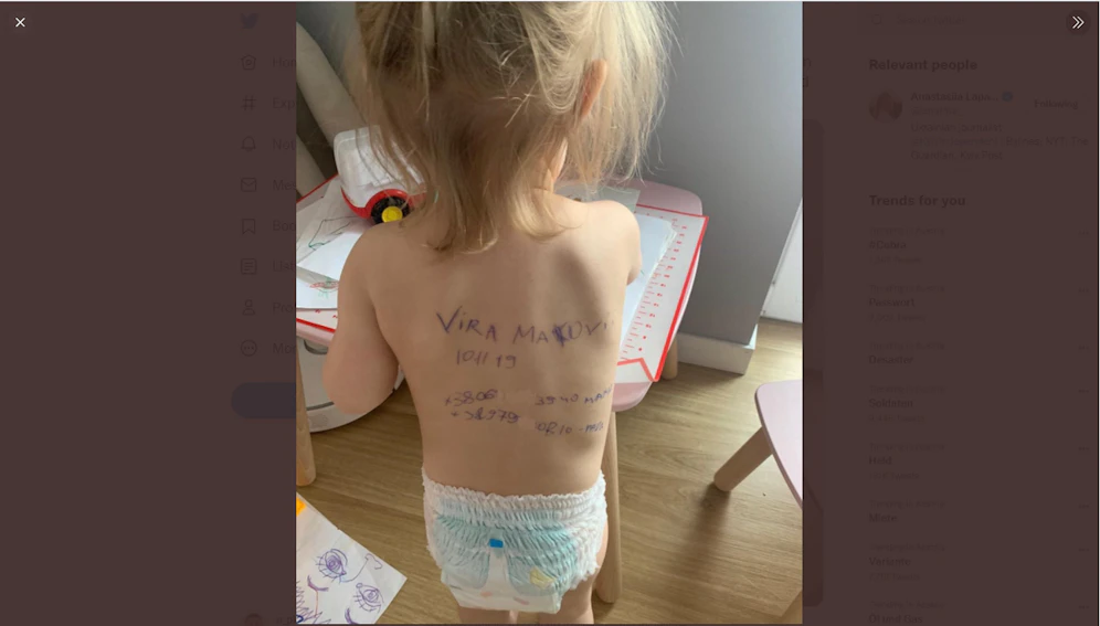 Ukrainische Mütter schreiben mittlerweile bereits die Nummern von Familienmitgliedern auf die Körper ihrer Kinder für den Fall ihres eigenen Todes.