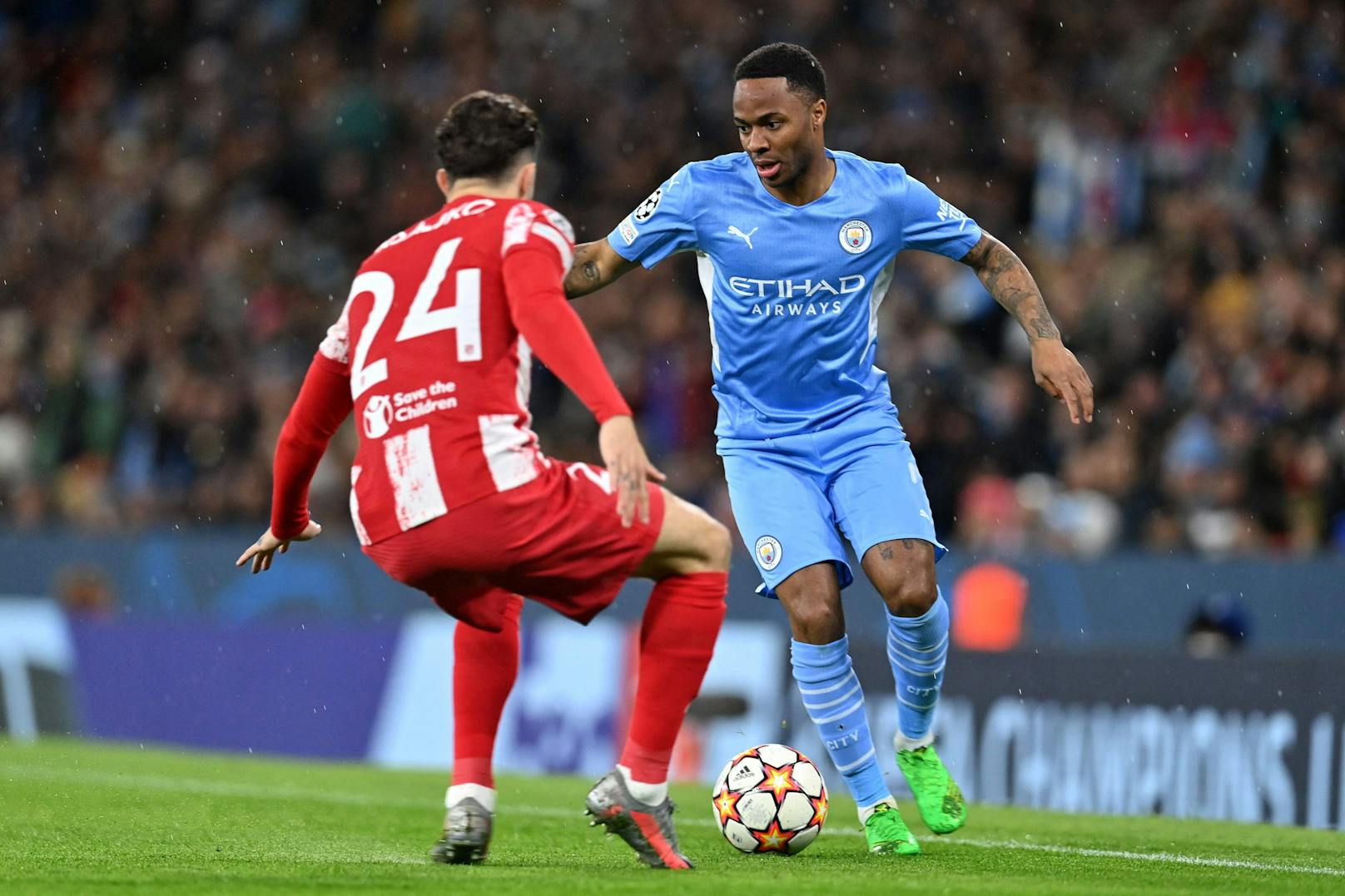 Raheem Sterling beißt sich gegen Atletico die Zähne aus.