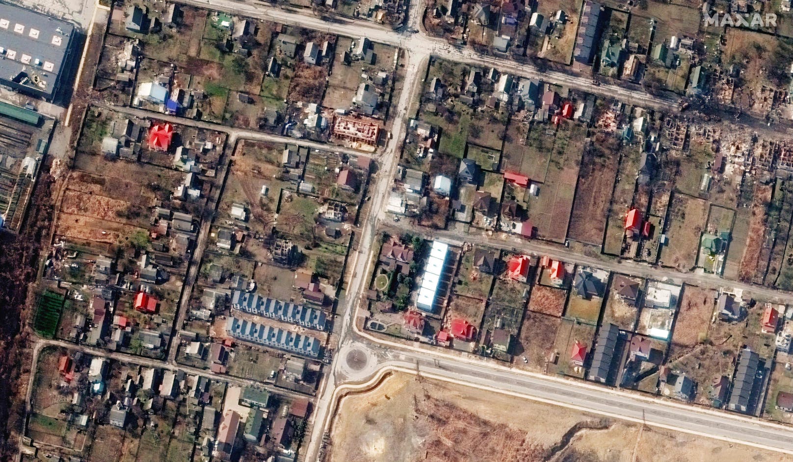 Eine gedrehte Ansicht der Yablonska-Straße am 31. März 2022.