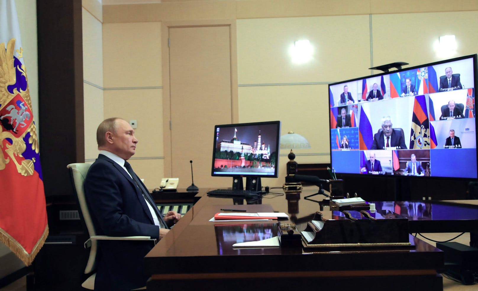 Russlands Präsident Wladimir Putin während einer Sitzung des Sicherheitsrates.