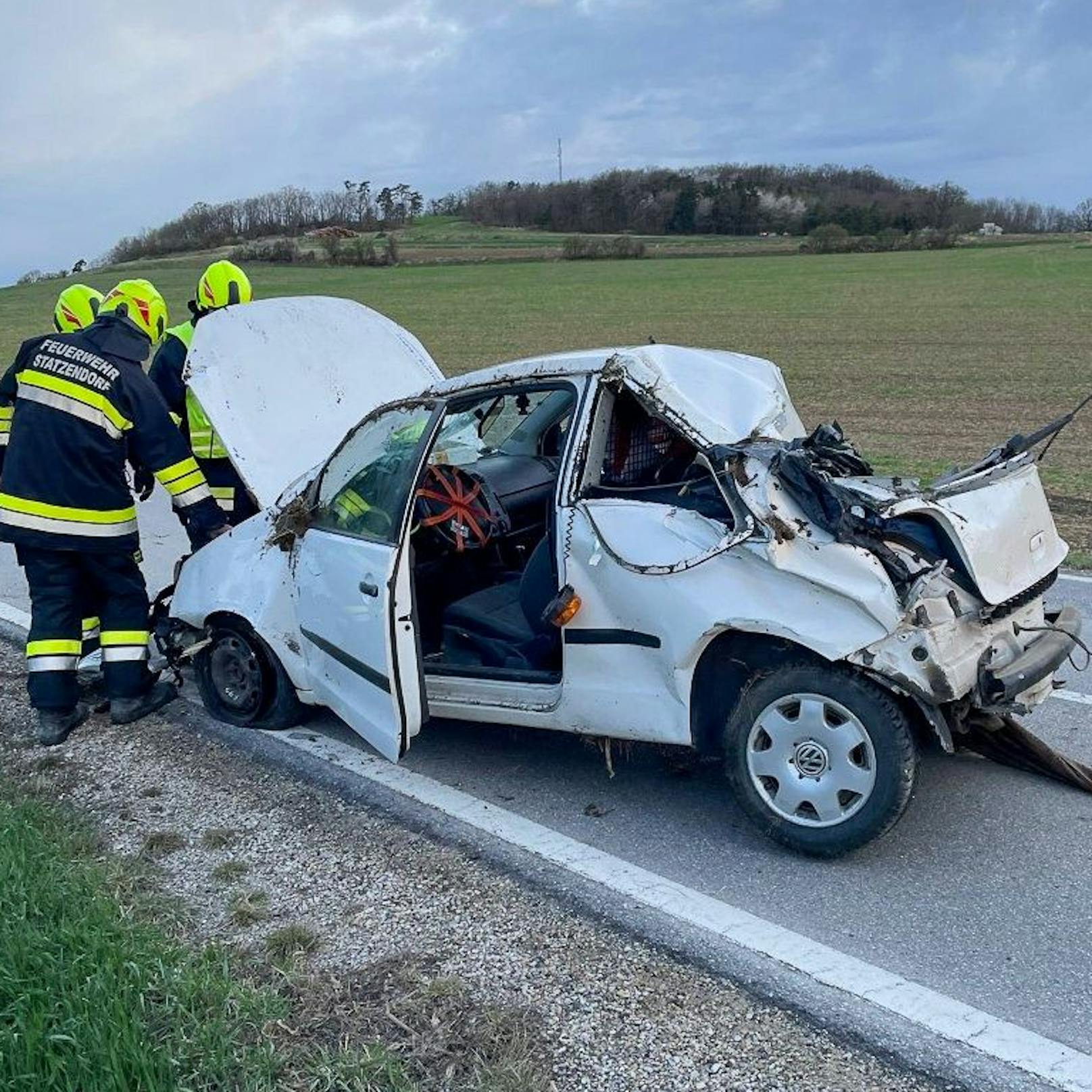 Der Wagen wurde schwer beschädigt.