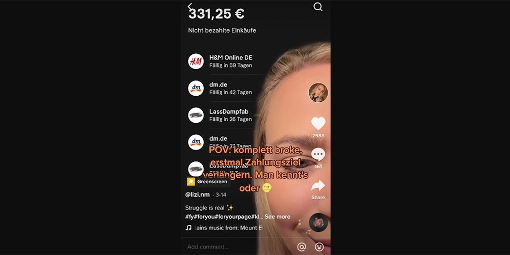 Auf TikTok posten nun viele Videos mit Screenshots ihrer Schulden.