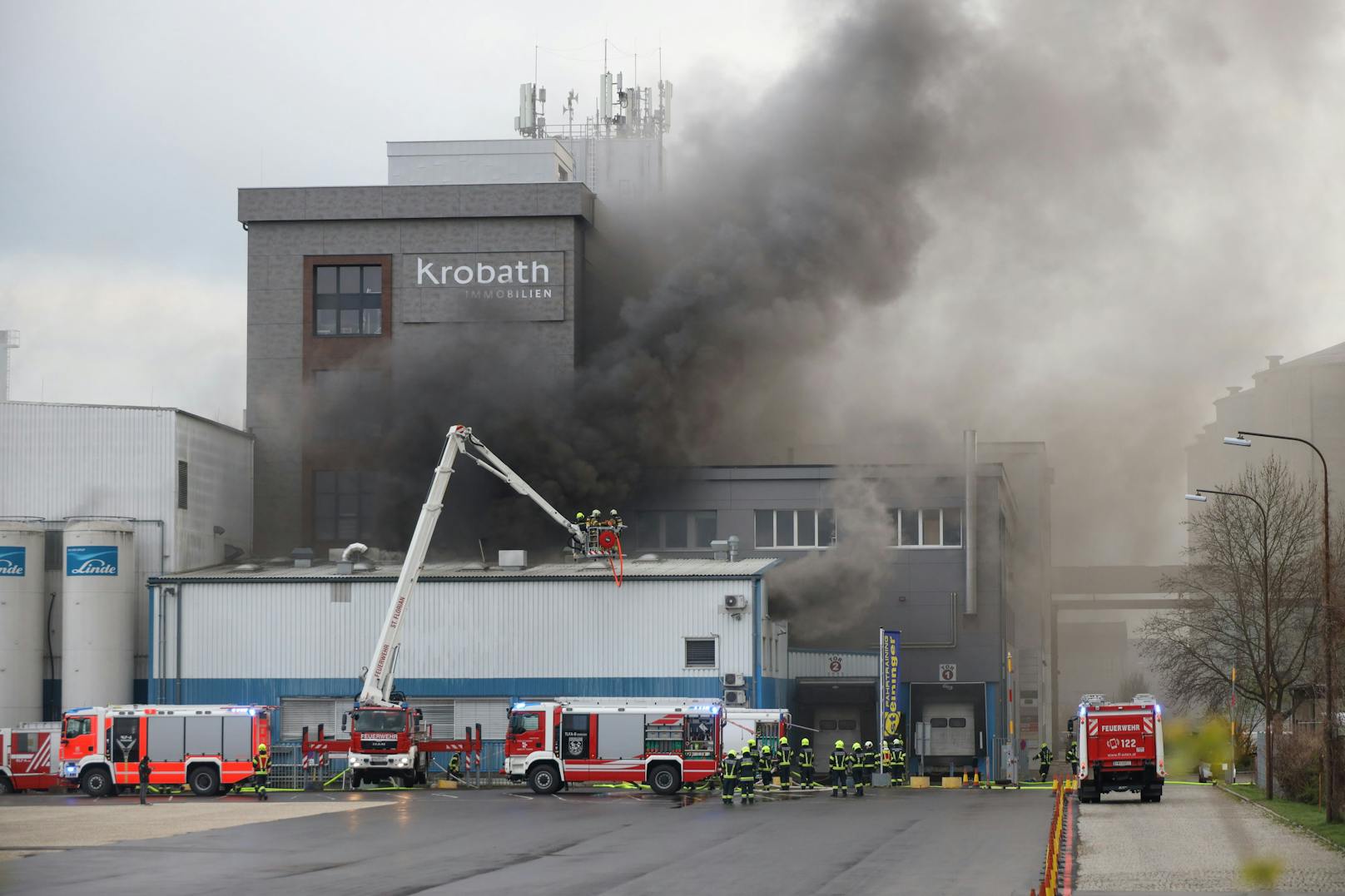 In Enns kam es am Sonntagfrüh zu einem Feuer in einer Firma. Die Feuerwehr stand in Großeinsatz.