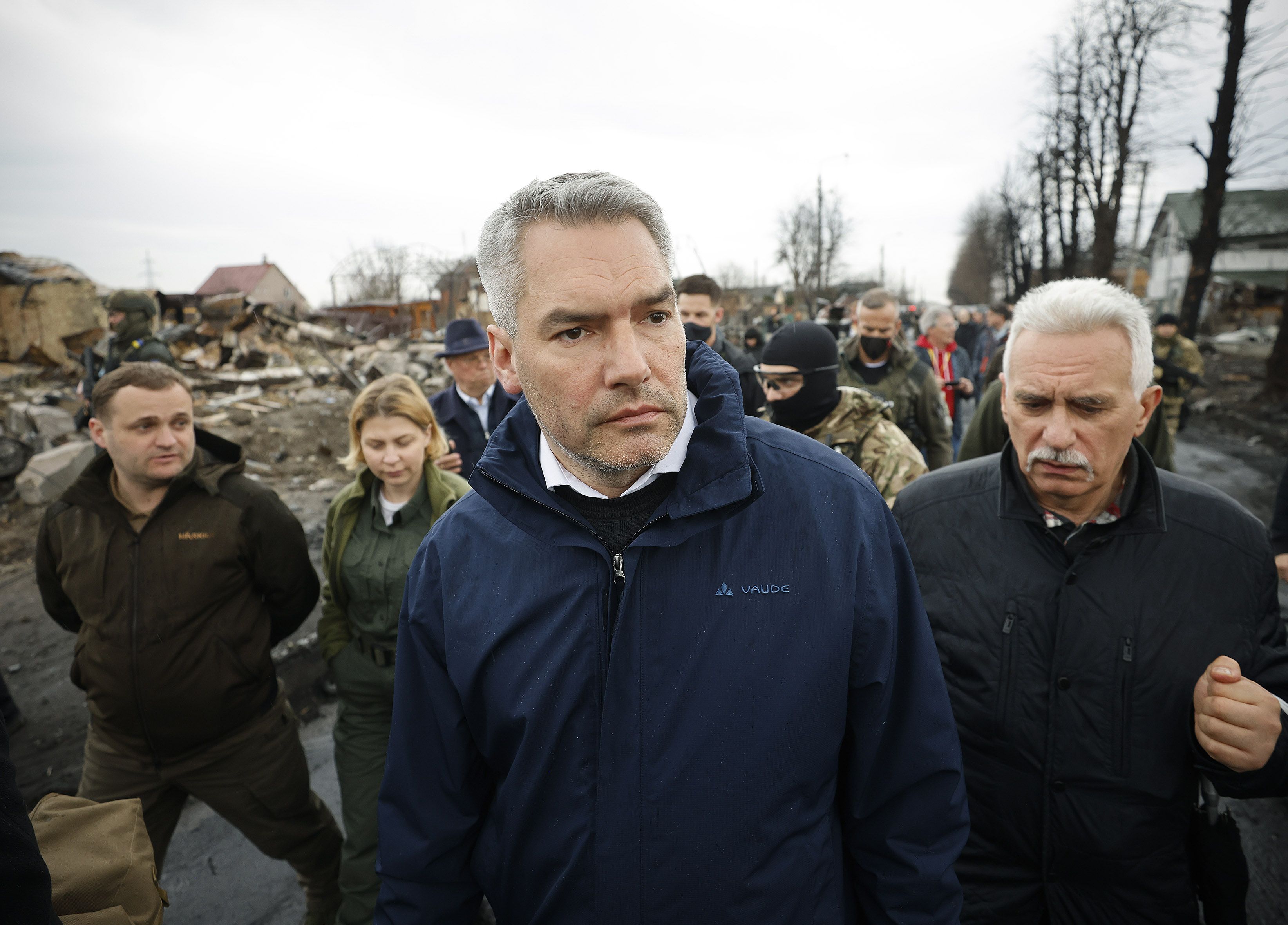 Karl Nehammer bei seinem Besuch in der Ukraine